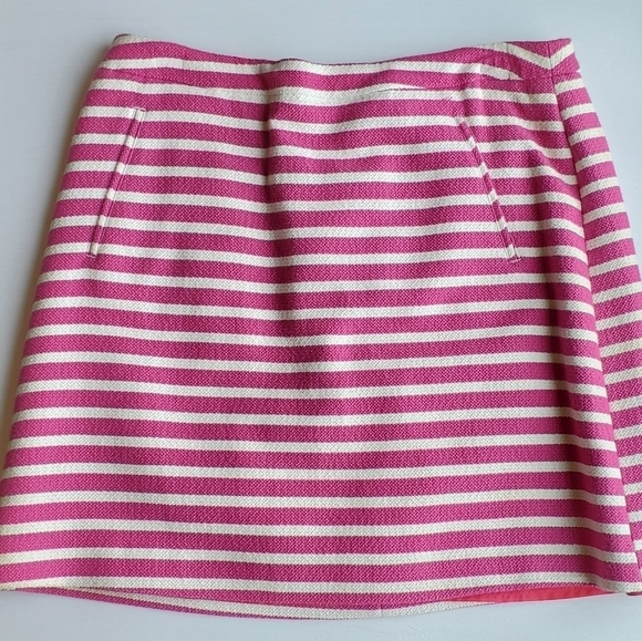 Halogen Pink and White Stiped Barbiecore Tweed Skirt 12 - Picture 1 of 5